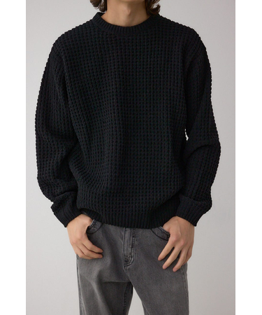 ワッフル編みマットモールニット