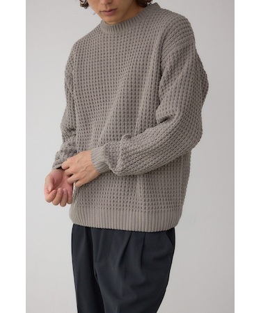 ワッフル編みマットモールニット