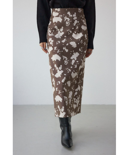 カウ柄ジャガードタイトスカート