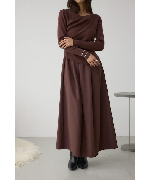 布帛ドッキングドレープニットワンピース