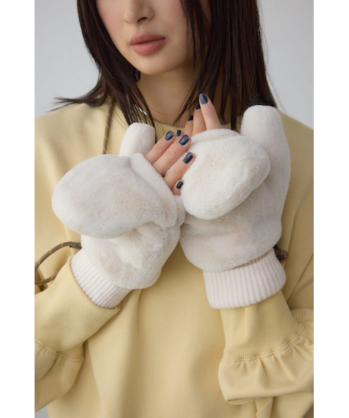 配色ストラップ2WAYフェイクファーミトン