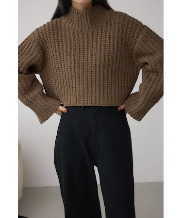 マットモールクロップドハイネックニット