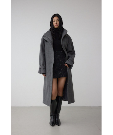 B-HEAT スタンドカラージップロングコート