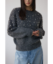 パールビジューニットトップス