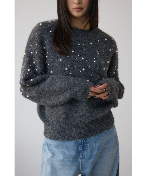 パールビジューニットトップス