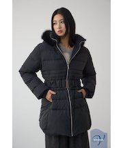 VENUS フードファーベルト付ミドルダウンコート