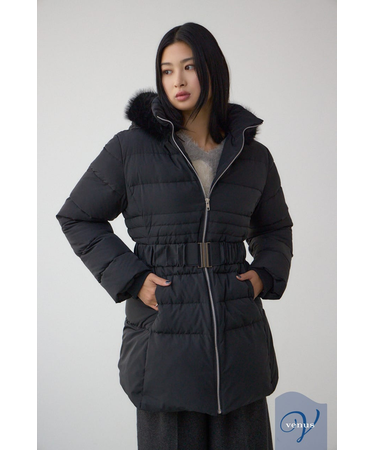 VENUS フードファーベルト付ミドルダウンコート