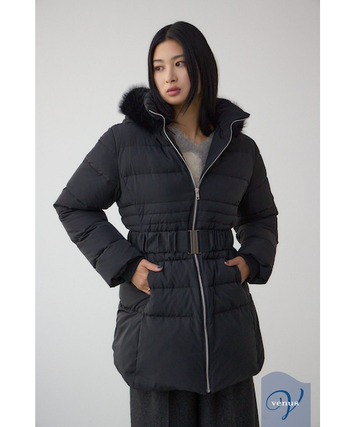 VENUS フードファーベルト付ミドルダウンコート