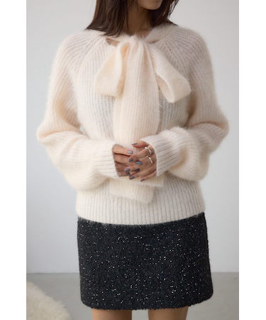 ボウタイデザインニットトップス