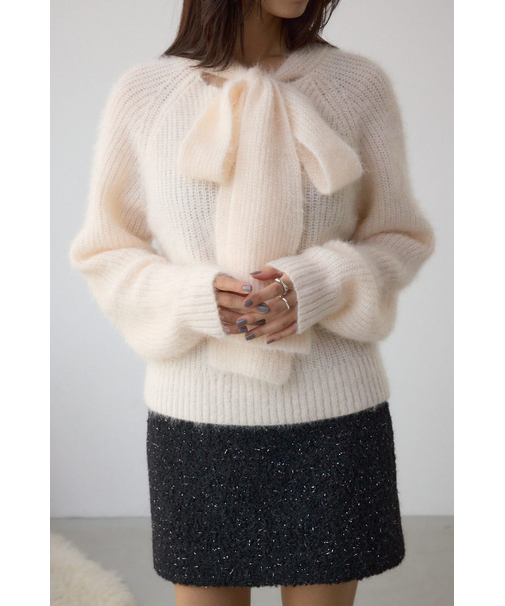 ボウタイデザインニットトップス