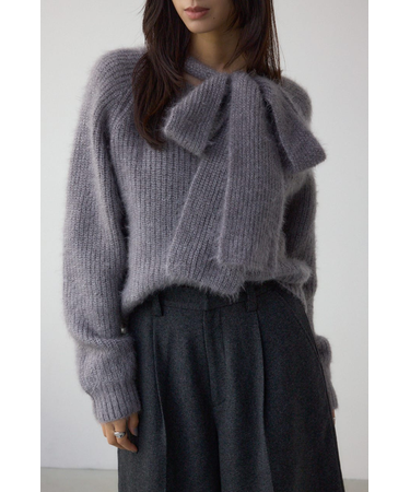 ボウタイデザインニットトップス