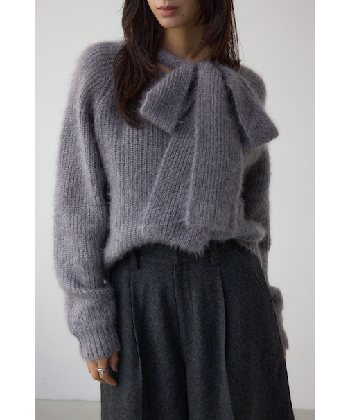 ボウタイデザインニットトップス