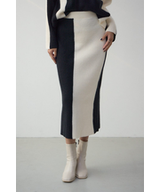バイカラーIラインニットスカート