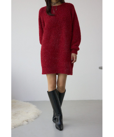 ラメシャギーニットワンピース