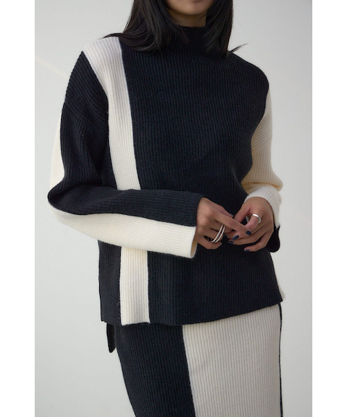 バイカラーハイネックニットトップス|アズールバイマウジーの通販 バイカラーハイネックニットトップス|アズールバイマウジーの通販