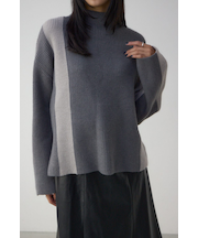 バイカラーハイネックニットトップス