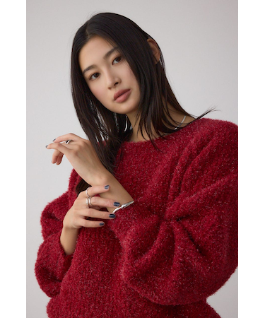 ラメシャギーニットトップス