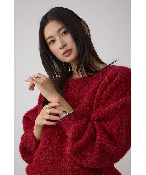 ラメシャギーニットトップス