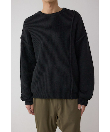 編地ミックスニットトップス