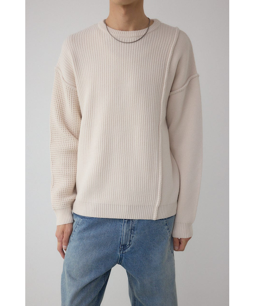 編地ミックスニットトップス