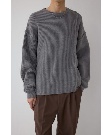 編地ミックスニットトップス