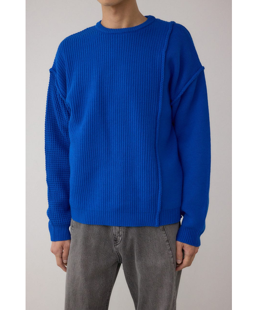 編地ミックスニットトップス