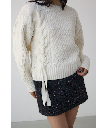 サイドレースアップケーブルニット