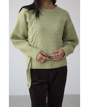 サイドレースアップケーブルニット