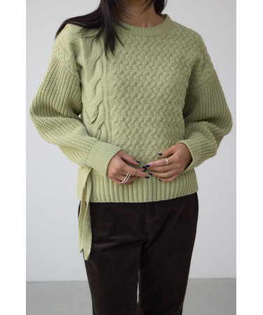 サイドレースアップケーブルニット