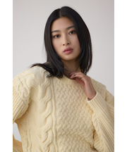 サイドレースアップケーブルニット