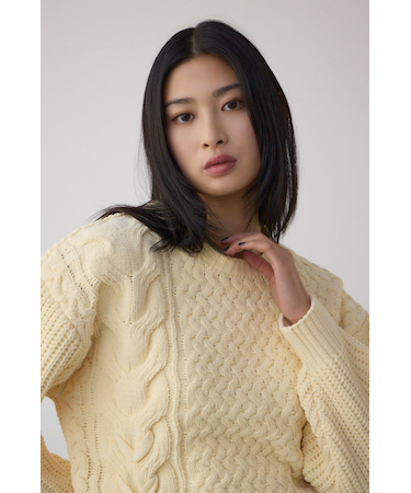 サイドレースアップケーブルニット