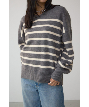 Vネックアソートカラーニットプルオーバー