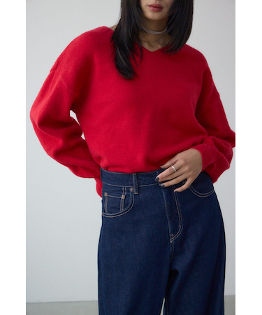 Vネックアソートカラーニットプルオーバー