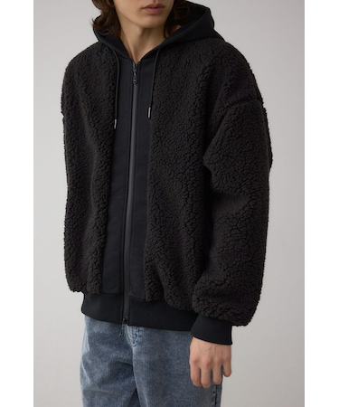 シープボア×スウェット切替防風ブルゾン