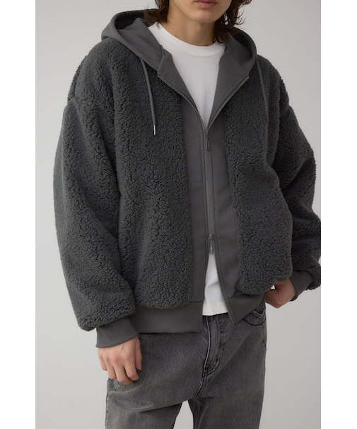 シープボア×スウェット切替防風ブルゾン