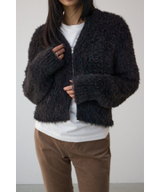 Wジップシャギーニットカーディガン