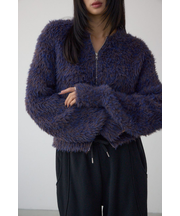 Wジップシャギーニットカーディガン