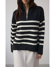 アソートカラーハーフジップニットトップス