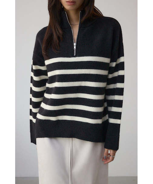 アソートカラーハーフジップニットトップス