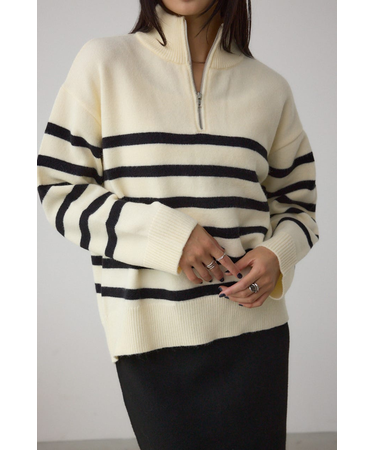 アソートカラーハーフジップニットトップス