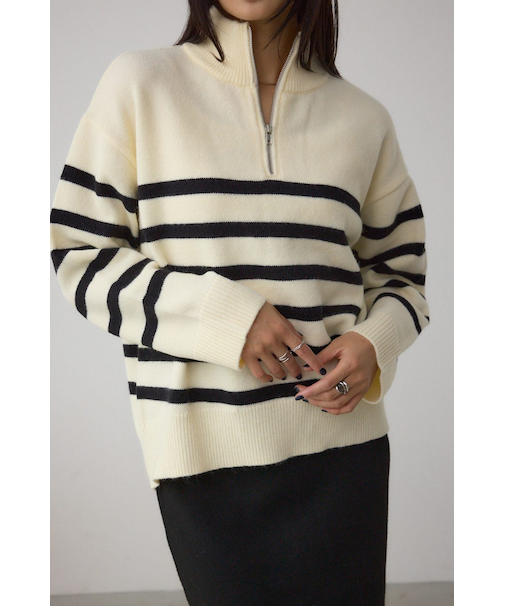 アソートカラーハーフジップニットトップス