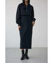 レイヤード風裏起毛フーディーワンピース