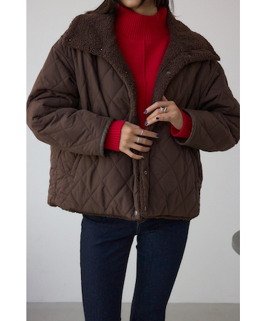 リバーシブルキルティングボアブルゾン