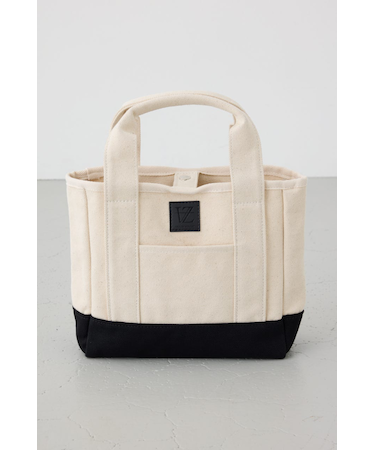 パッチ付きミニトートスクエアバッグ