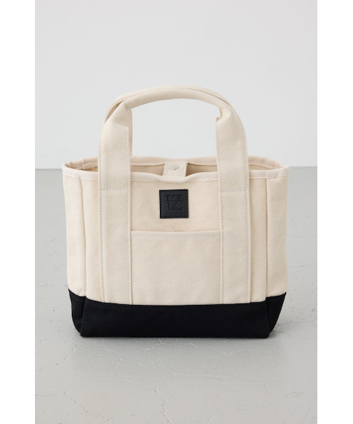 パッチ付きミニトートスクエアバッグ