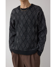 ダイヤ柄ニットトップス