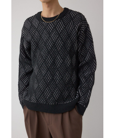 ダイヤ柄ニットトップス