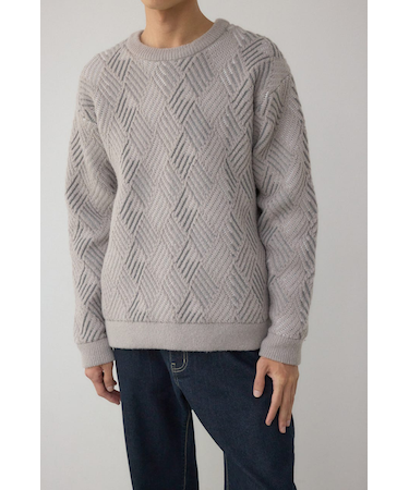 ダイヤ柄ニットトップス