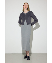 Wジップシャギーカーデセットニットワンピース