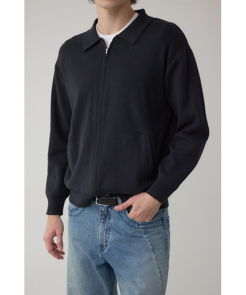 ジップアップ襟付きニットカーディガン